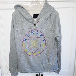 Hurley Hooded Grey Sweatshirt Logo Fleece Medium